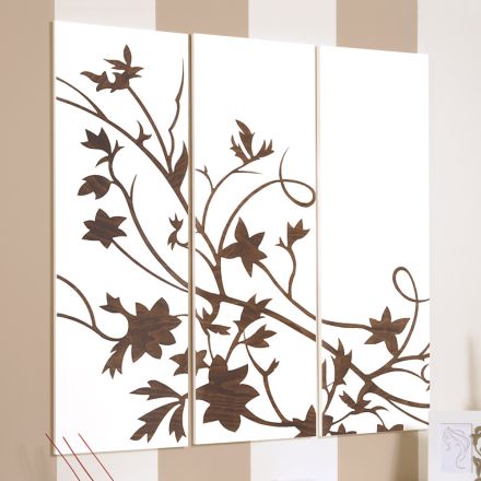 Composition of 3 Panels Depicting a Branch with Leaves Made in Italy - Ashton Viadurini