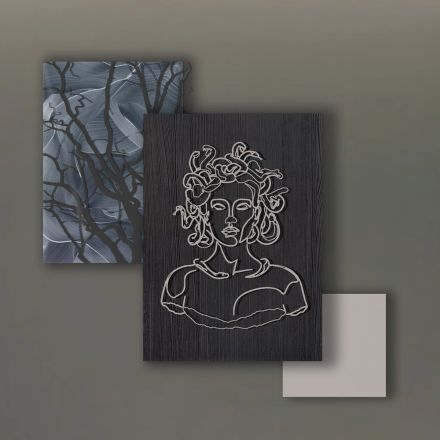 Composition of 3 Panels with the Stylization of Medusa Made in Italy - Ichika Viadurini