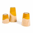Composition of 3 Modern Candle Holders in Solid Pine Wood - White Viadurini