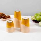 Composition of 3 Modern Candle Holders in Solid Pine Wood - White Viadurini