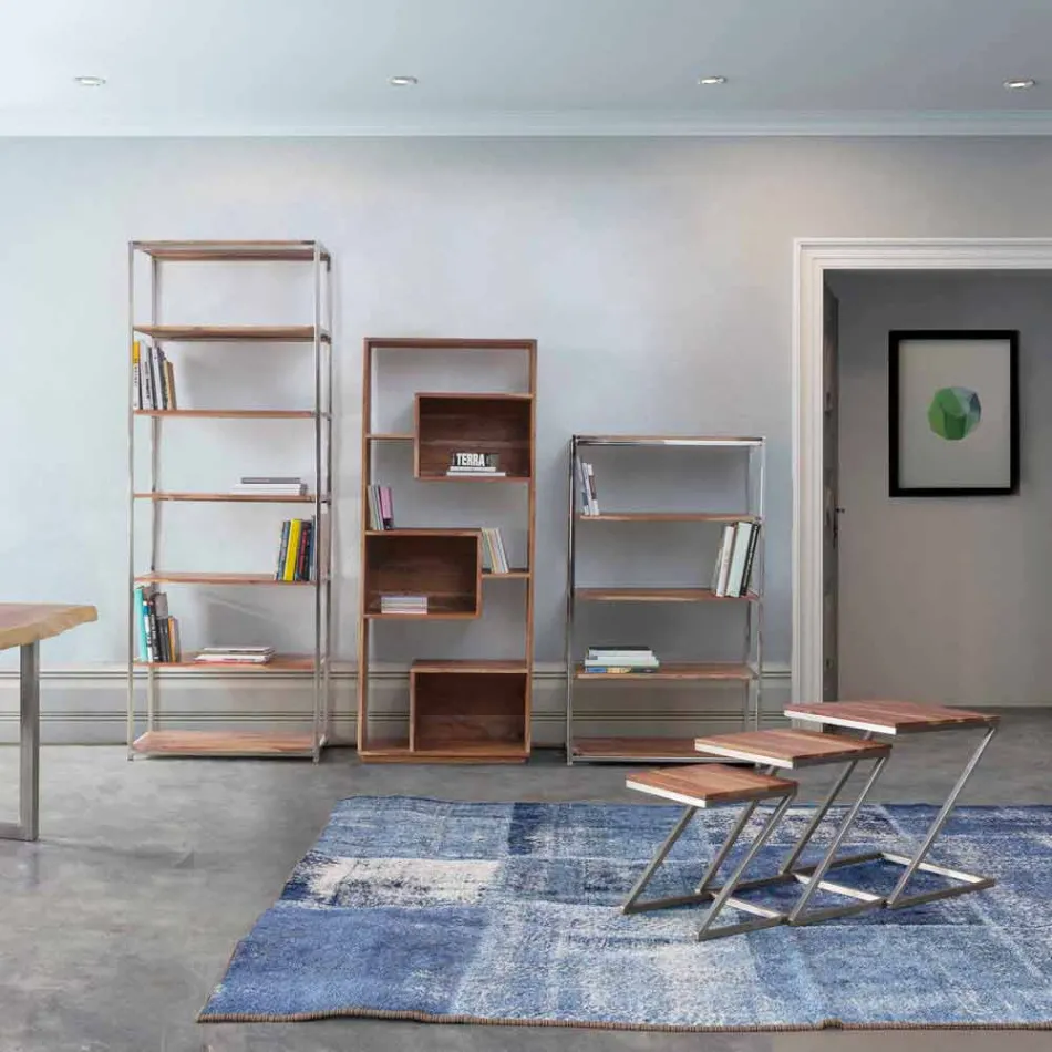 Composition of 3 Homemotion Square Wooden Coffee Tables - Fonzi Viadurini