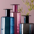 Composition of 3 Decorative Vases in Smoked, Blue and Amethyst Glass - Infinity Viadurini