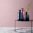 Composition of 3 Decorative Vases in Smoked, Blue and Amethyst Glass - Infinity Viadurini