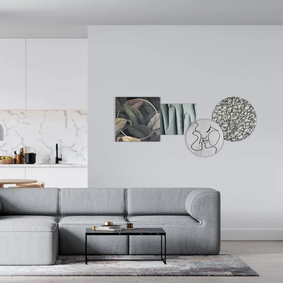 Composition of 4 Panels with the Stylization of the Kiss Made in Italy - Kanna Viadurini