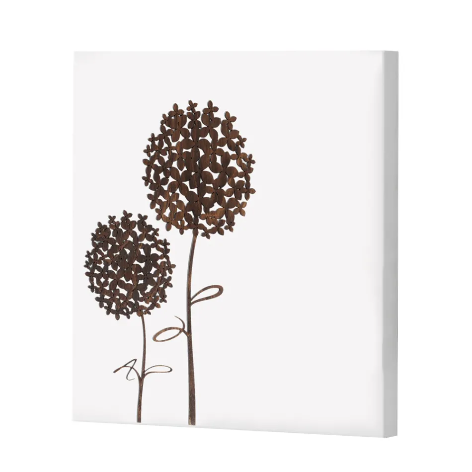 Composition of 4 Panels with Hydrangeas, Allium and Thypha Made in Italy - Calculation Viadurini