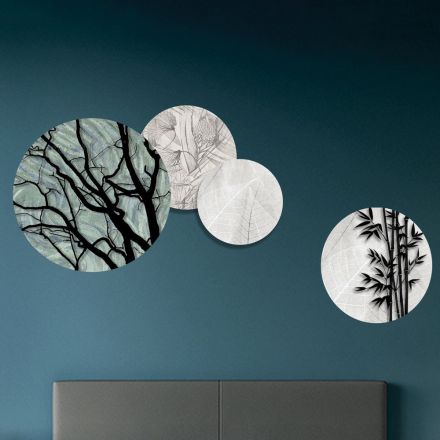 Composition of 4 Round Panels Made with Laser Made in Italy - Maeko Viadurini