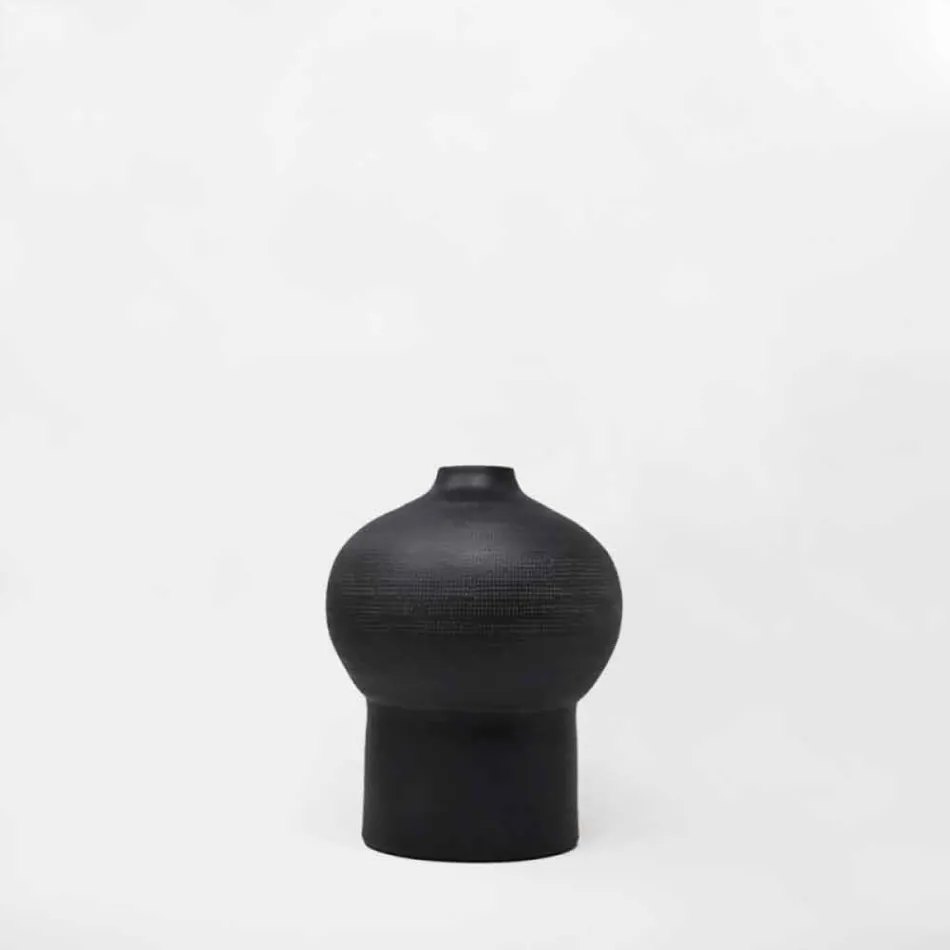 Composition of 4 Decorative Vases in Black and White Ceramic - Calicanto Viadurini