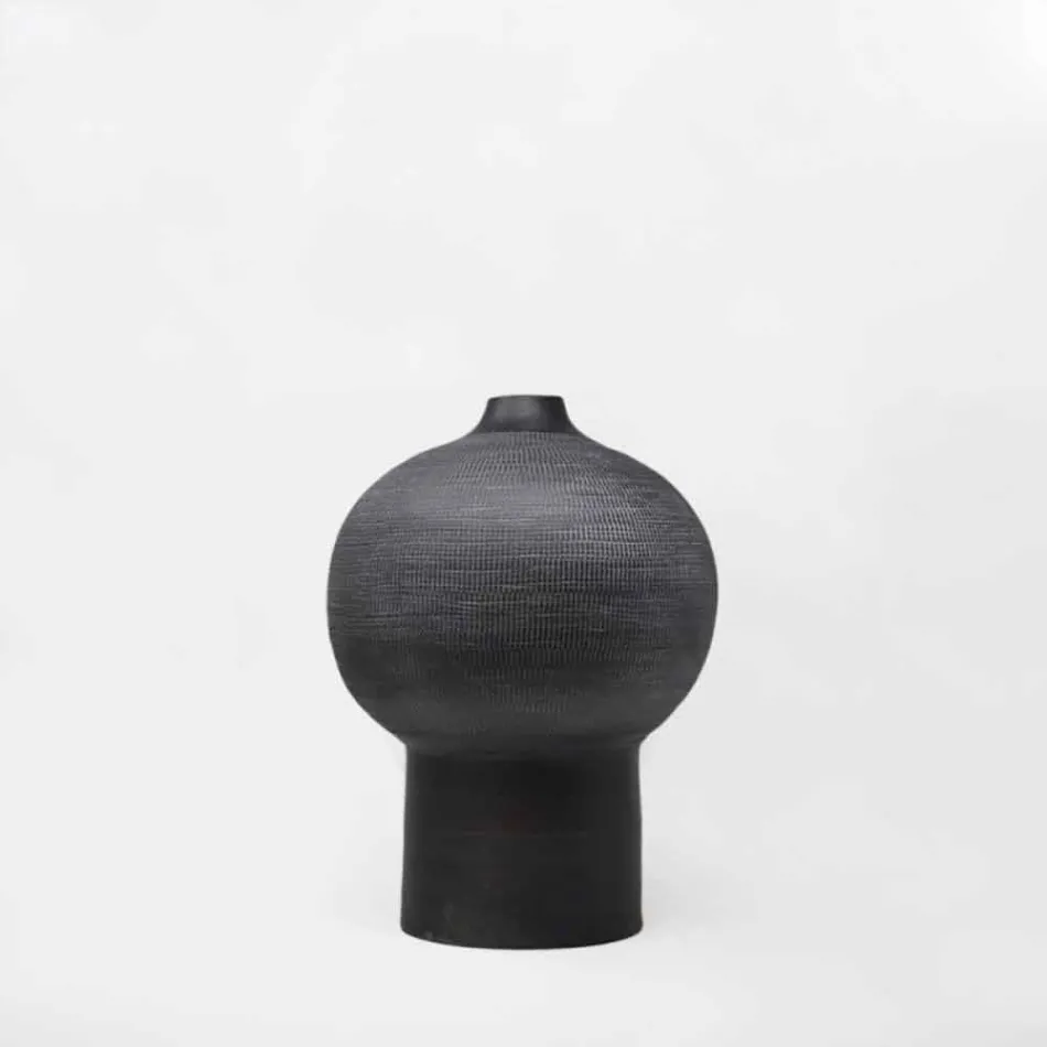Composition of 4 Decorative Vases in Black and White Ceramic - Calicanto Viadurini