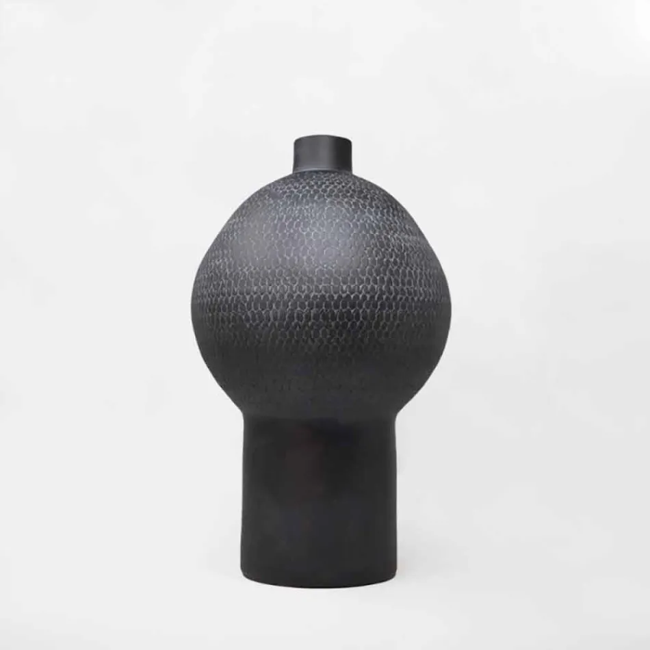 Composition of 4 Decorative Vases in Black and White Ceramic - Calicanto Viadurini
