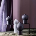 Composition of 4 Decorative Vases in Black and White Ceramic - Calicanto