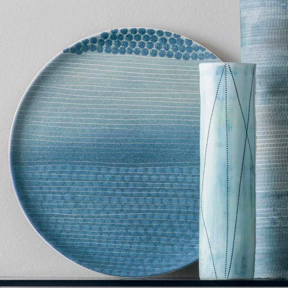 Composition of 4 Vases and Centerpiece in Hand Painted Porcelain - Liberio Viadurini