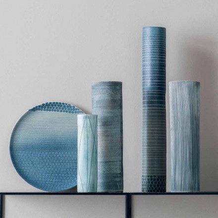 Composition of 4 Vases and Centerpiece in Hand Painted Porcelain - Liberio Viadurini