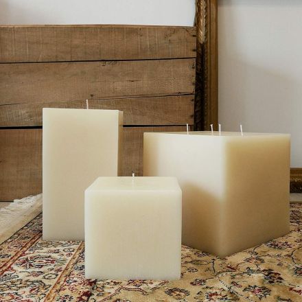 Composition of Square Wax Candles Made in Italy, 3 Pieces - Mondelle Viadurini