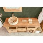 Composition of Modern Bathroom Furniture in Solid Teak Wood - Potty Viadurini