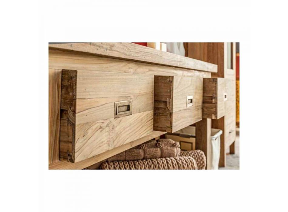 Composition of Modern Bathroom Furniture in Solid Teak Wood - Potty Viadurini