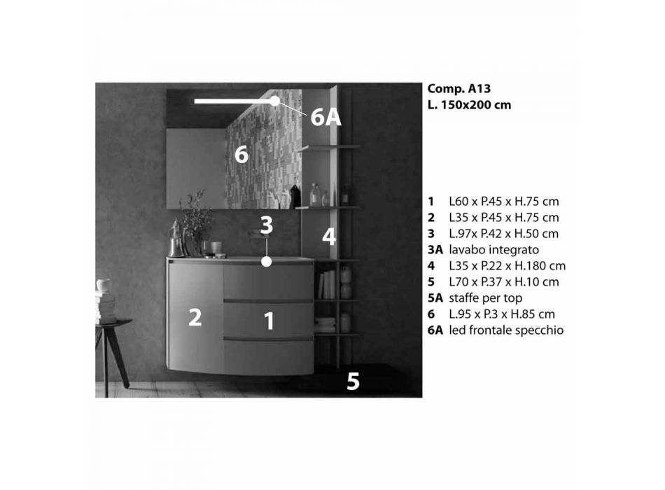 Composition of Furniture for the Bathroom of Modern Design - Callisi13 Viadurini