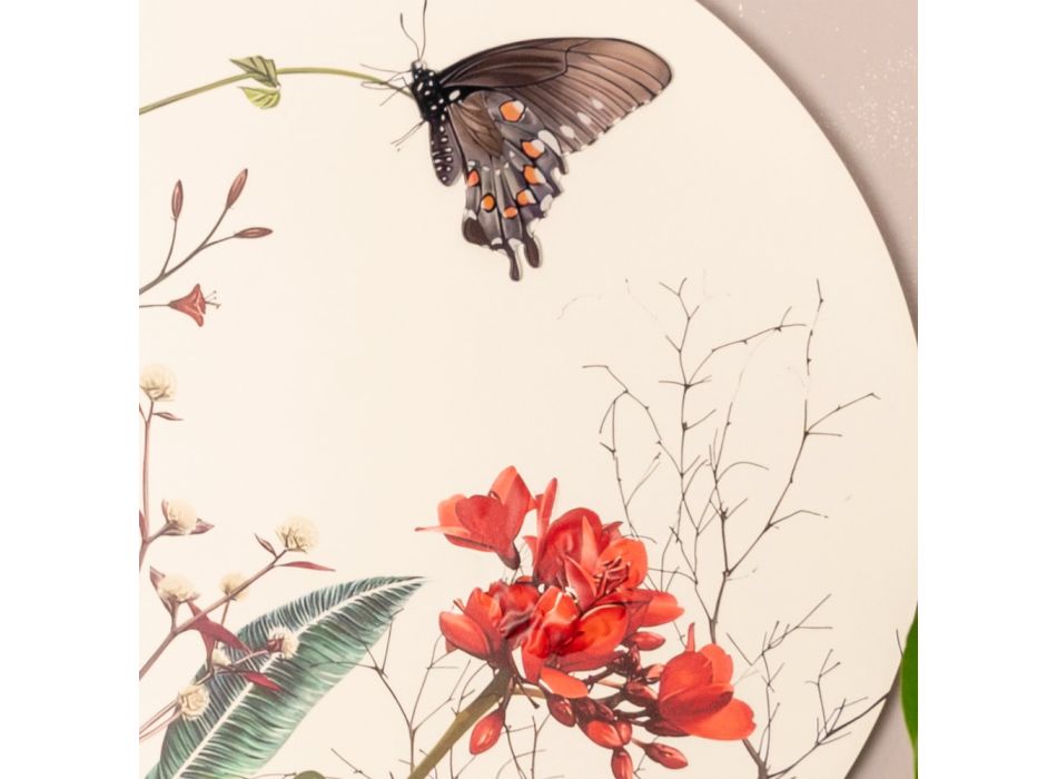 Composition of Wooden Paintings with Butterfly and Flower Prints Made in Italy - Ecuador Viadurini
