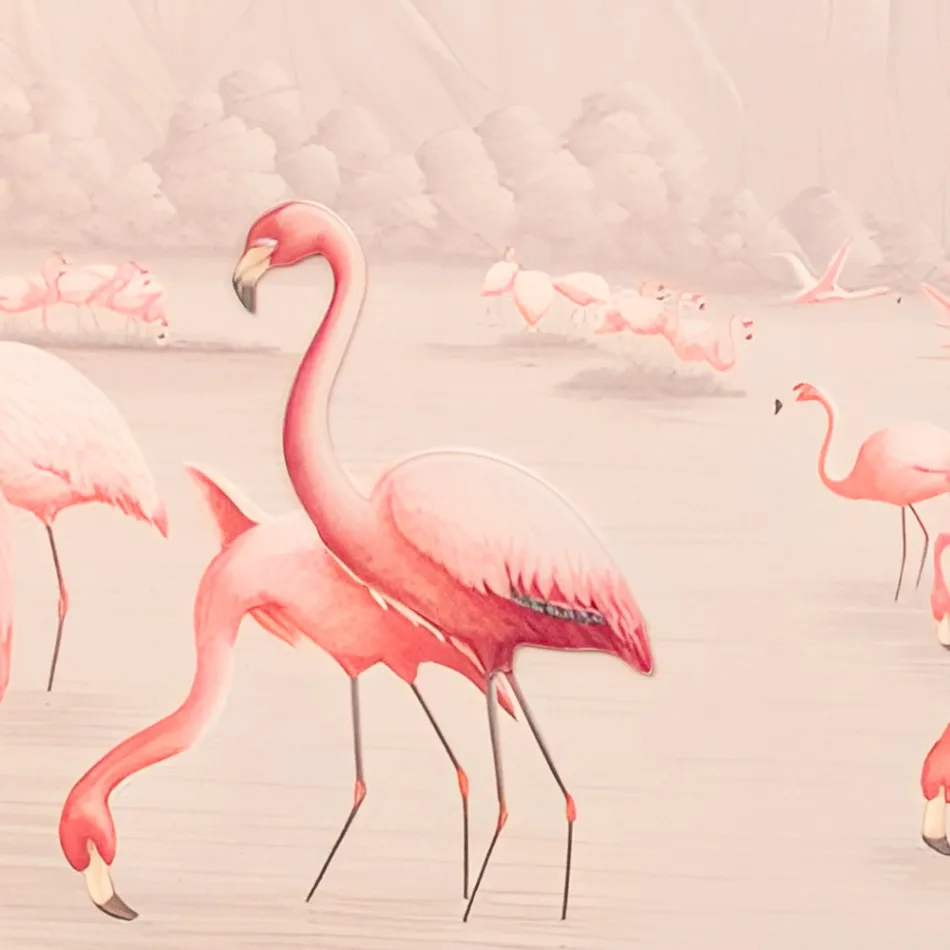 Composition of Wooden Paintings with Flamingo Print Made in Italy - Bahamas Viadurini