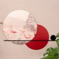 Composition of Wooden Paintings with Flamingo Print Made in Italy - Bahamas