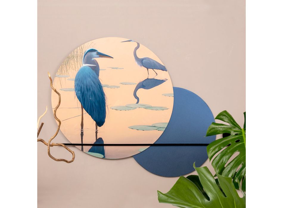 Composition of Wooden Paintings with Bird Print Made in Italy - Belize Viadurini