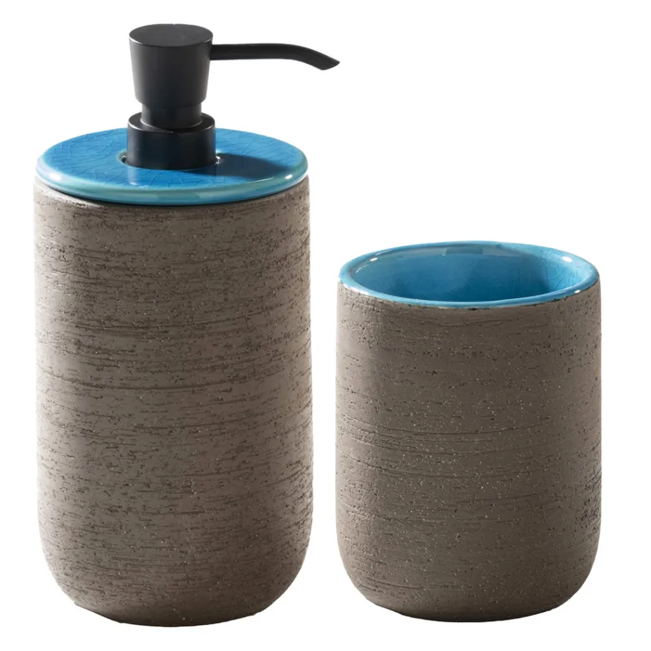 Free Standing Bathroom Cabinet Composition Blue Color including Accessories - Maryse Viadurini