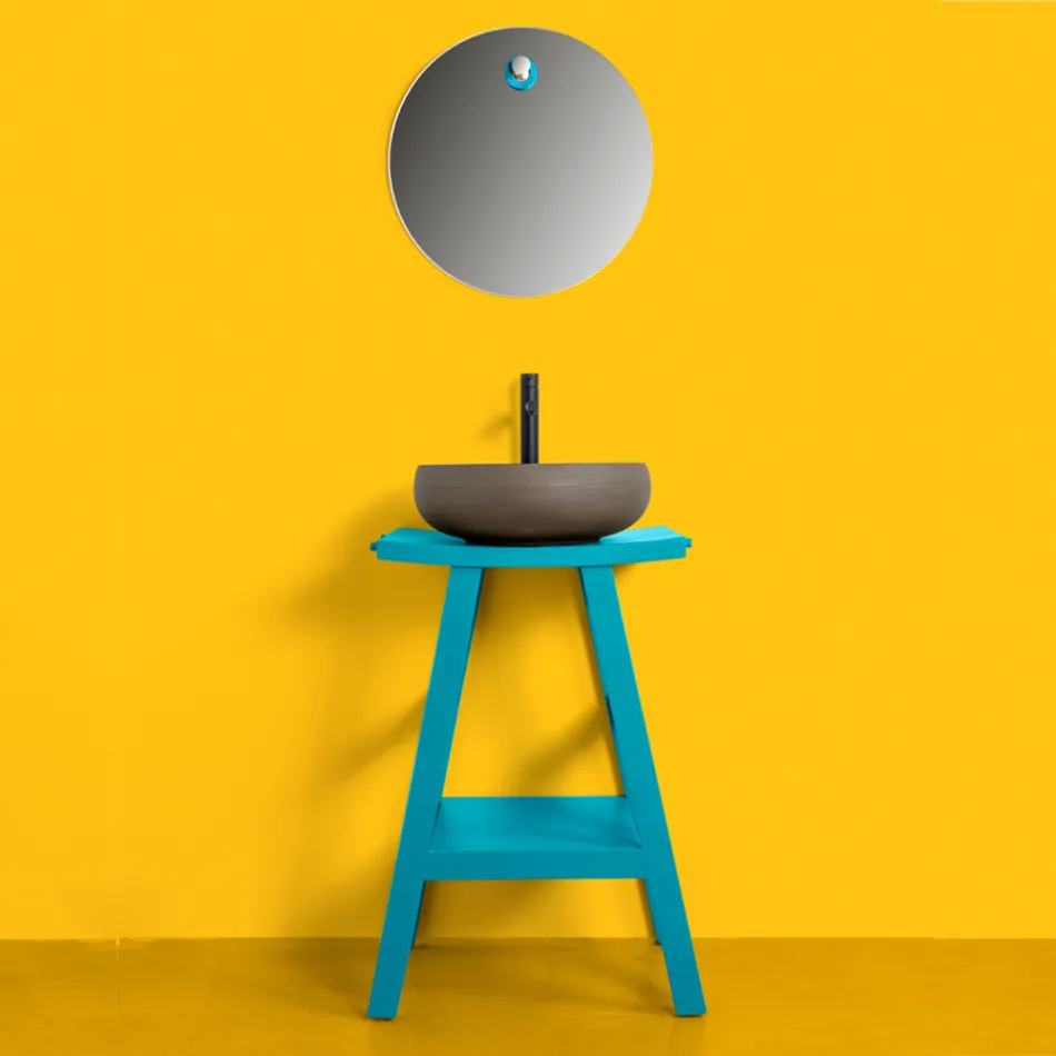 Free Standing Bathroom Cabinet Composition Blue Color including Accessories - Maryse Viadurini