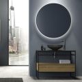 Bathroom Cabinet Composition with Washbasin, Base and Mirror Made in Italy - Hoscar