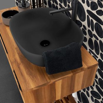 Black Bathroom Cabinet Composition with Large Shelf and Accessories - Patryk