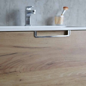 Bathroom Vanity Cabinet Composition in Wood and Modern Design Mirror - Gualtiero