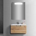 Bathroom Vanity Cabinet Composition in Wood and Modern Design Mirror - Gualtiero