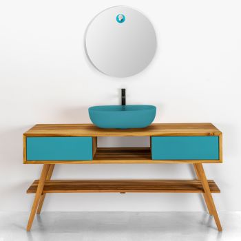Floor Bathroom Furniture Composition with Blue Design Drawer - Georges