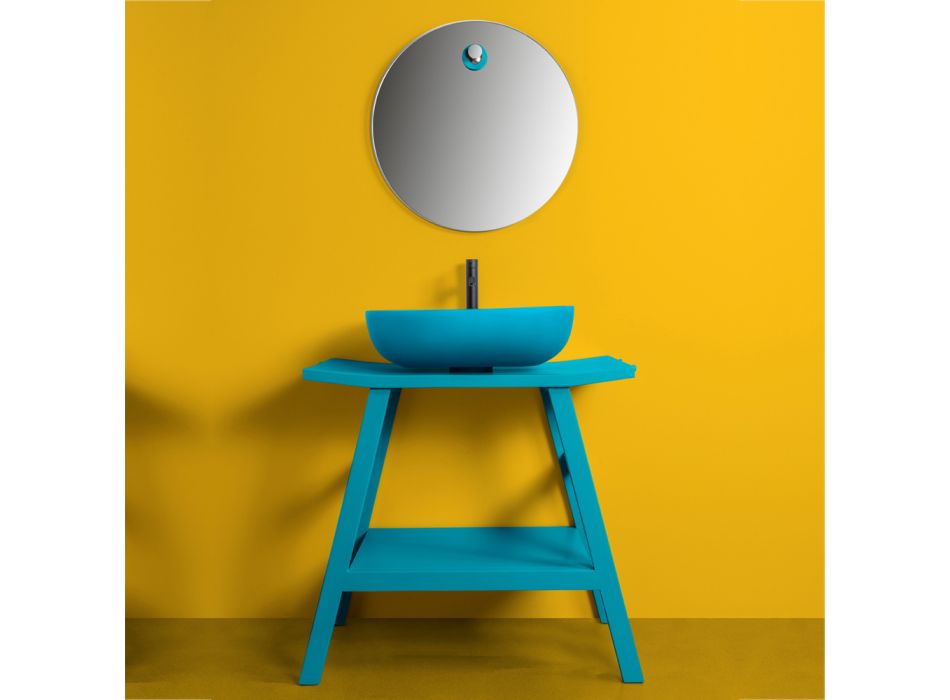 Blue Floor-standing Bathroom Furniture Composition with Modern Design Accessories - Patryk Viadurini
