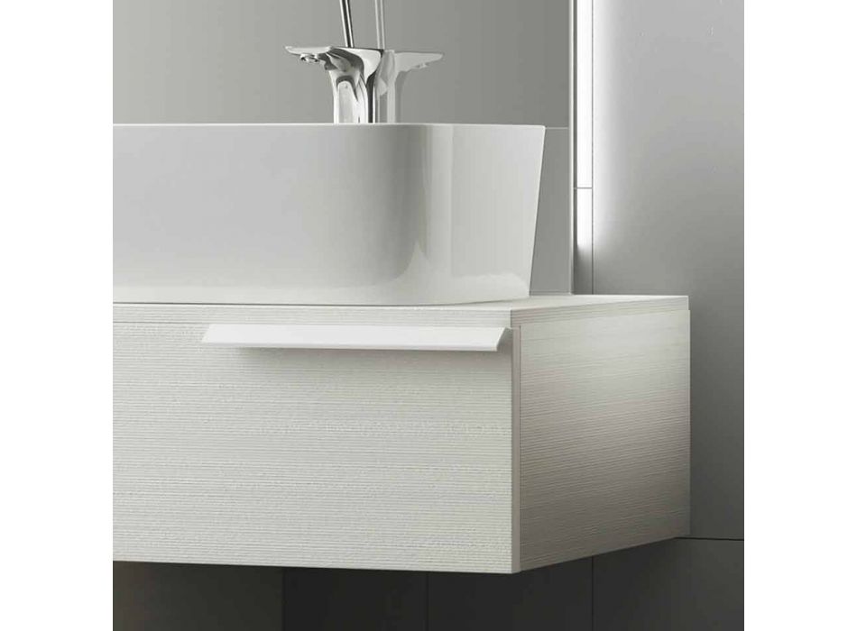 Happy modern lacquered wood suspended bathroom furniture composition Viadurini