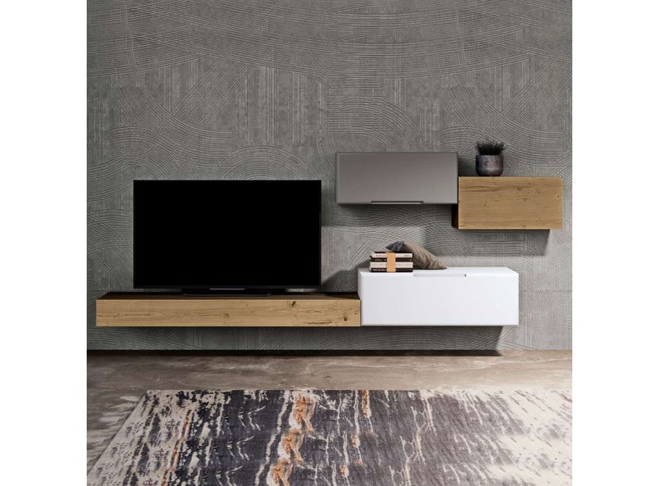 Composition of living room furniture and TV stand in MDF Made in Italy - Hedda Viadurini