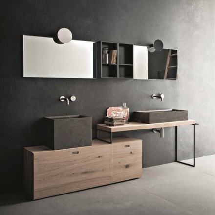 Modern Bathroom Composition of Ground Design Furniture Made in Italy - Farart6 Viadurini