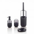 Modern Composition of Bathroom Accessories in Plastic and Black Rubber - Noto