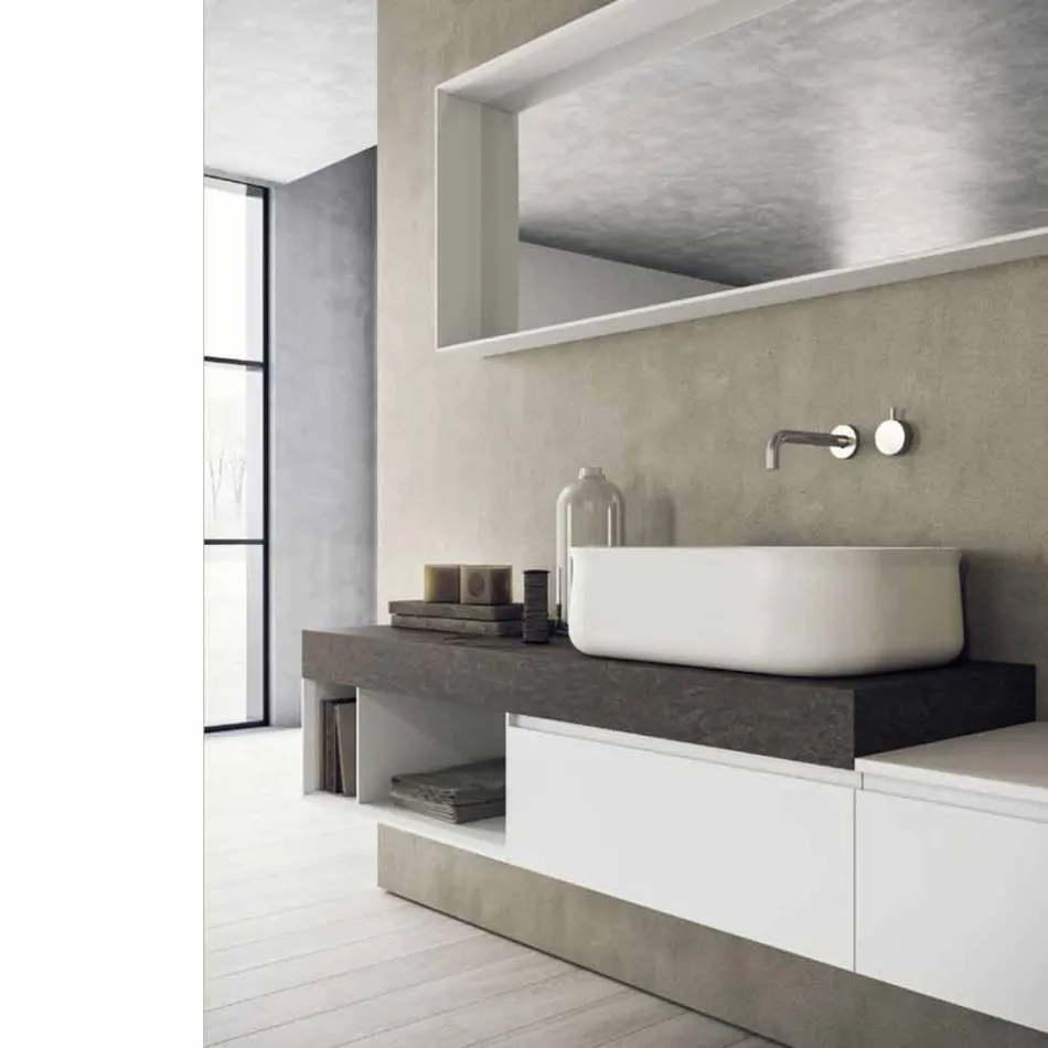 Modern and Suspended Composition of Design Bathroom Furniture - Callisi2 Viadurini