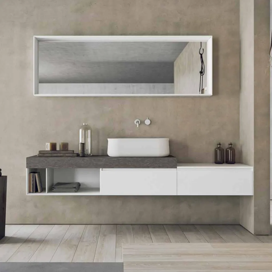Modern and Suspended Composition of Design Bathroom Furniture - Callisi2 Viadurini