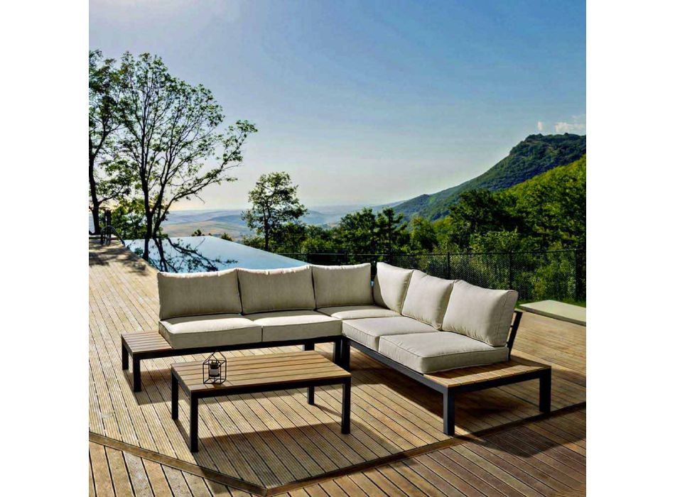 Angular Outdoor Living Room Composition with Aluminum Structure - Verve Viadurini