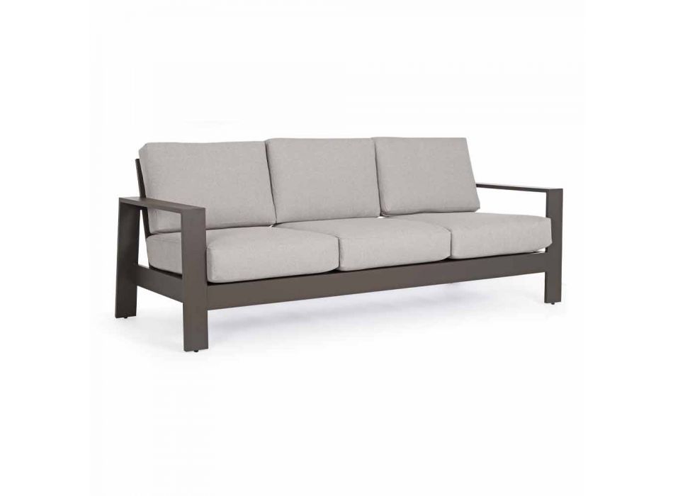 Outdoor Living Room Composition in Aluminum with Fabric Cushions - Yoshi Viadurini