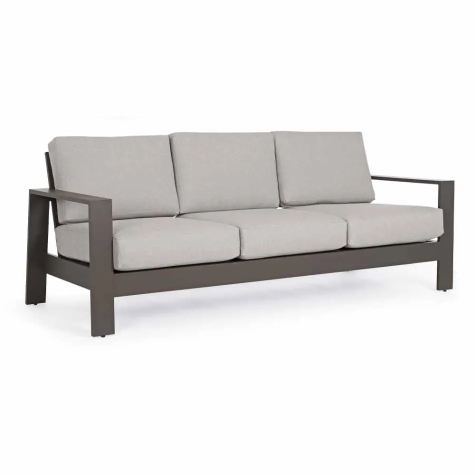 Outdoor Living Room Composition in Aluminum with Fabric Cushions - Yoshi Viadurini