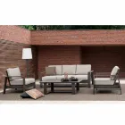 Outdoor Living Room Composition in Aluminum with Fabric Cushions - Yoshi Viadurini