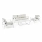 Outdoor Living Room Composition in Aluminum with Fabric Cushions - Yoshi Viadurini