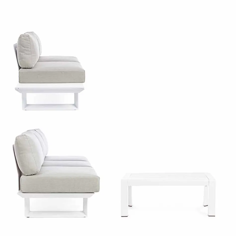 Outdoor Living Room Composition in Aluminum and Homemotion Fabric - Francine Viadurini