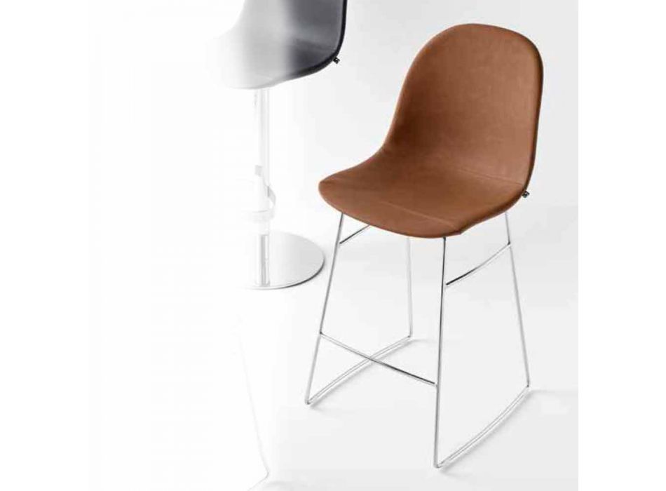 Connubia Calligaris Academy high stool in vintage faux leather, 2 pieces Viadurini