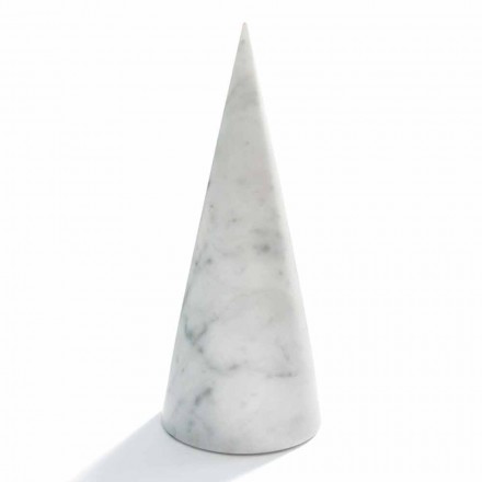 Large Decorative Cone in White Carrara Marble Made in Italy - Connu Viadurini