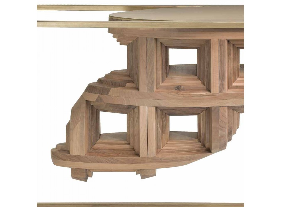 Luxury design console in solid walnut wood and Pardo metal Viadurini