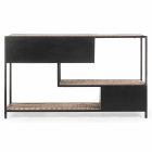 Console with 3 Doors and 3 Shelves in Steel and Mango Wood Modern Design - Mameli Viadurini