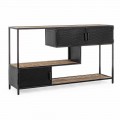 Industrial Console with 3 Doors and 3 Shelves in Steel and Mango Wood - Mameli