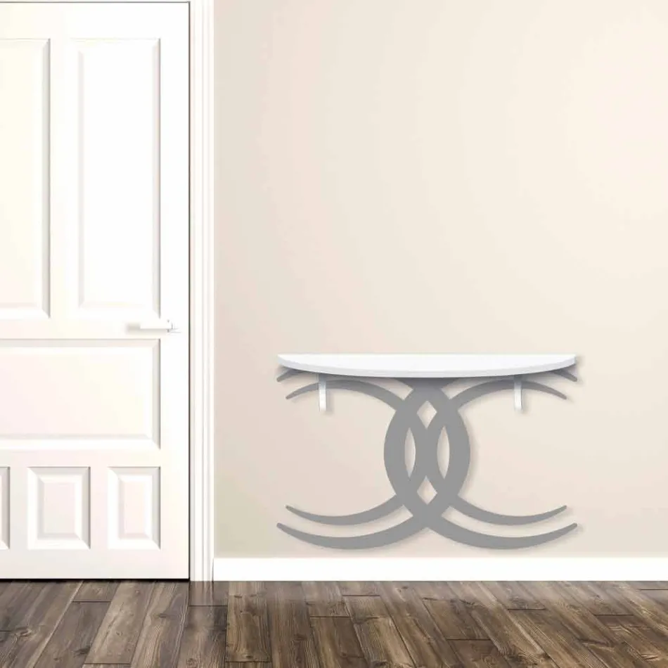 Modern Design Wall-Mounted Console in White and Gray Wood - Coco Viadurini